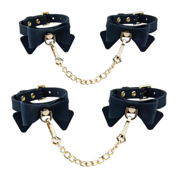 "Temptasia Ardor Wrist and Ankle Restraints Black With Bow BL-55525"