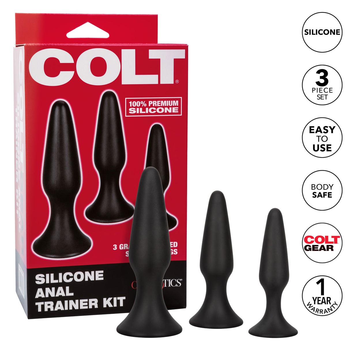 CalExotics Colt Silicone Anal Trainer Kit — 3 Graduated Plugs - SE6871053