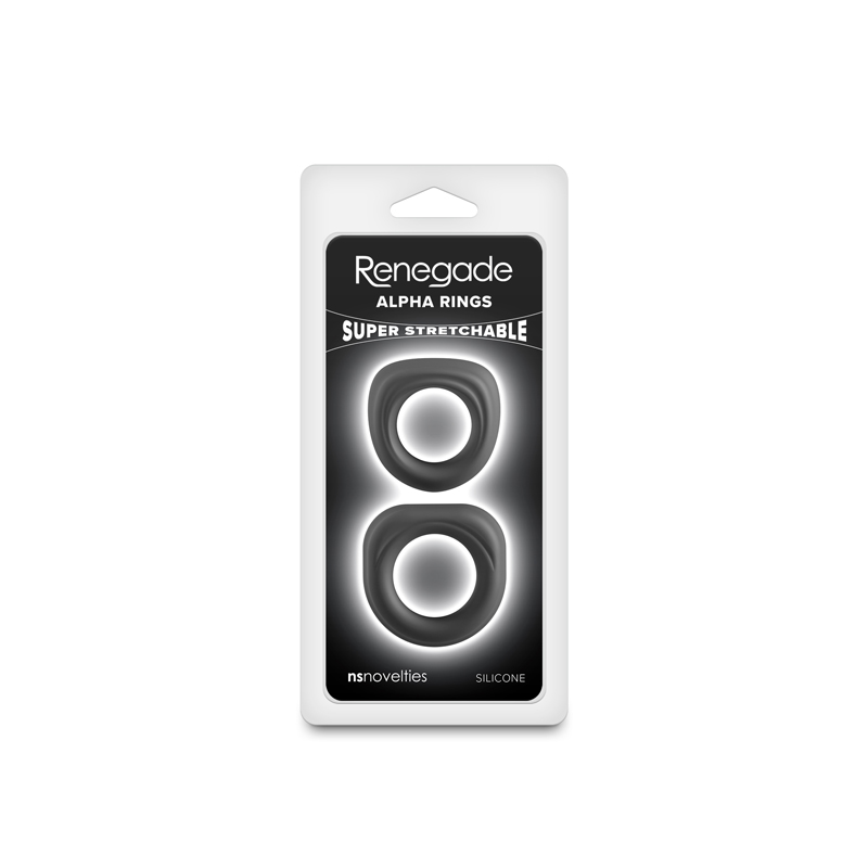 nsnovelties Renegade Alpha Cock Rings — Black (Two Sizes) - NSN-1128-63