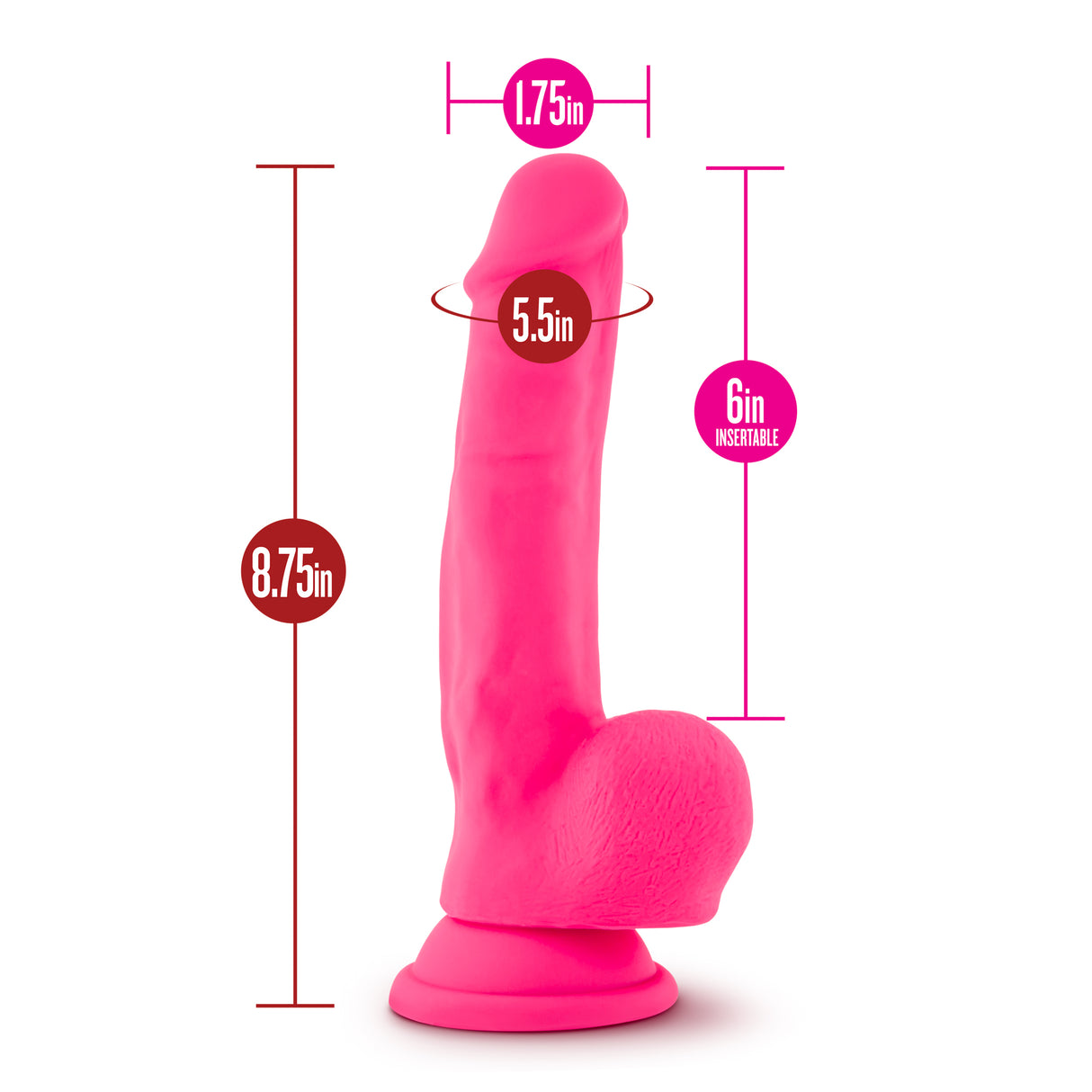 Blush Ruse Shimmy Realistic Dildo — 6 in Insertable, Hot Pink - BL-83700