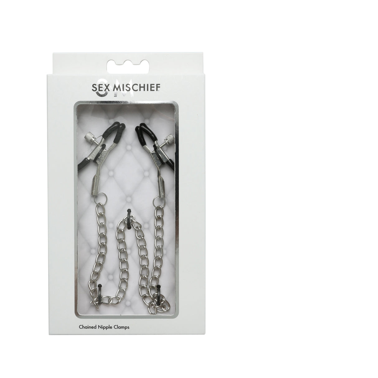 Sportsheets Sex and Mischief Chained Nipple Clamps — Coated Pair with 13-inch Nickel-Free Chain - SS100-89