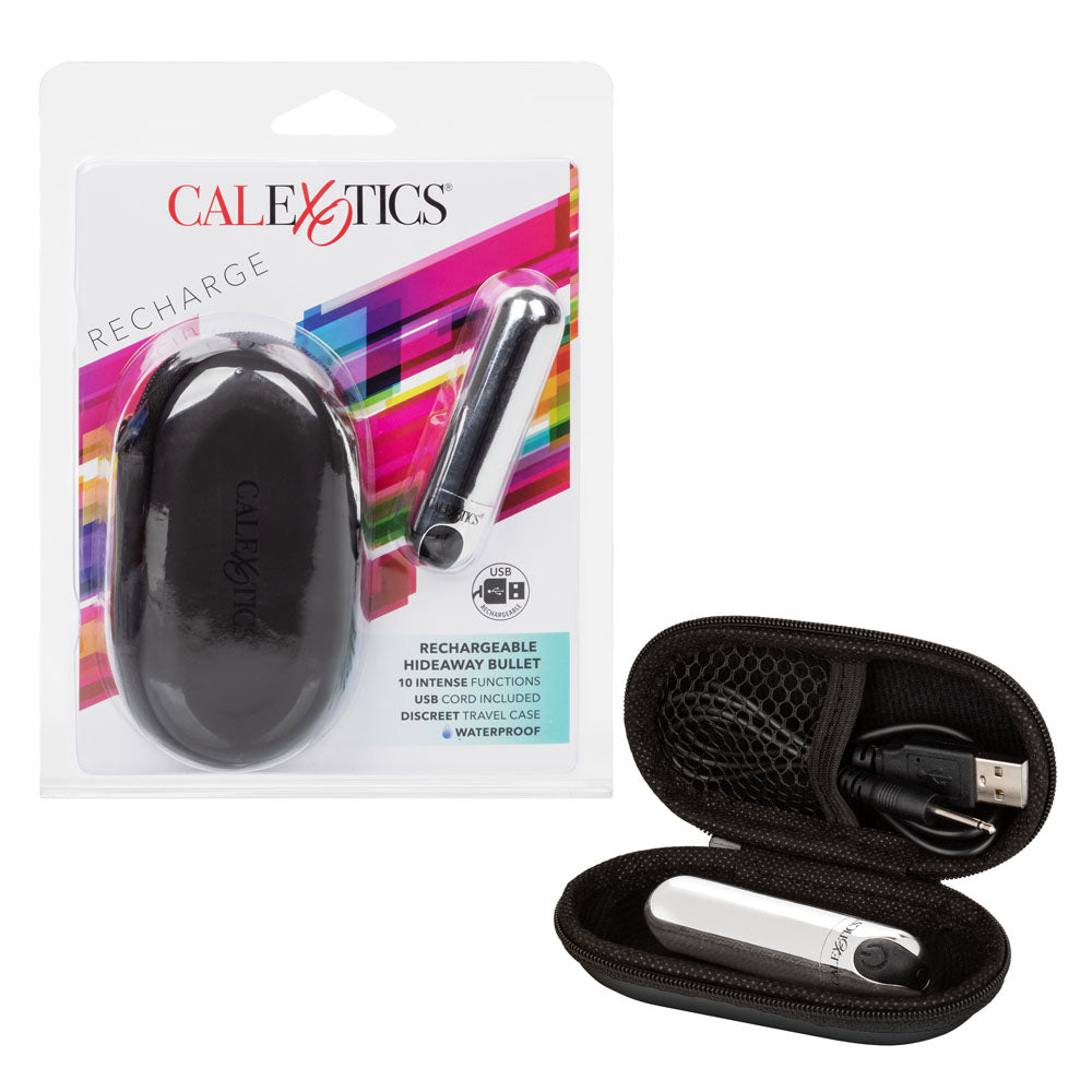 CalExotics Rechargeable Hideaway Bullet — Silver, 3-Inch Travel Vibrator - SE0062402
