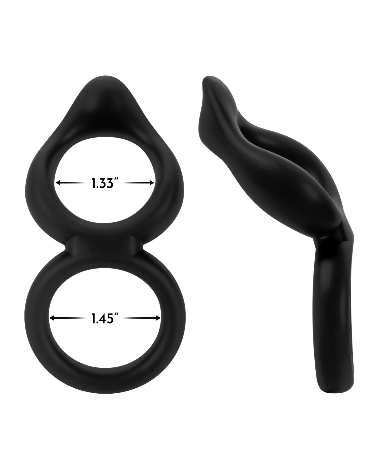Forto F-88 Double Ring Liquid Silicone Cock Ring - Black by Forto