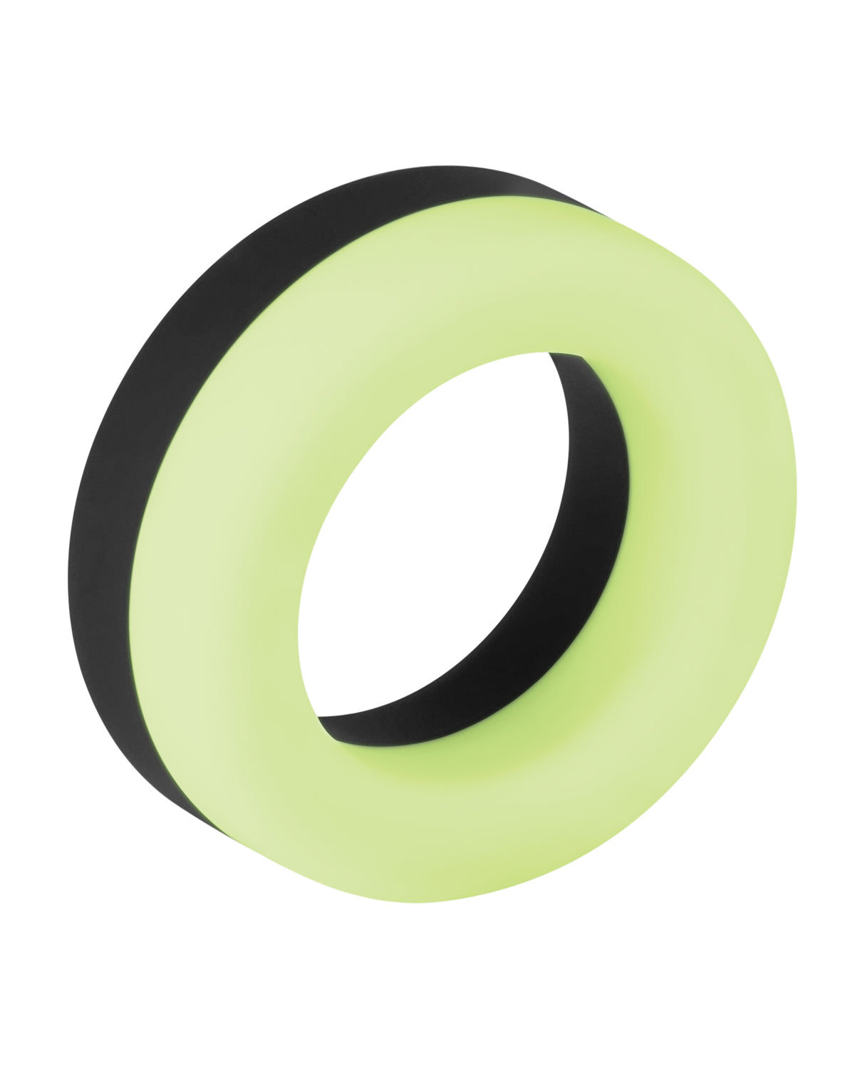 Forto F-19 Two Tone Liquid Silicone Cock Ring - Black/Glow in the Dark by Forto