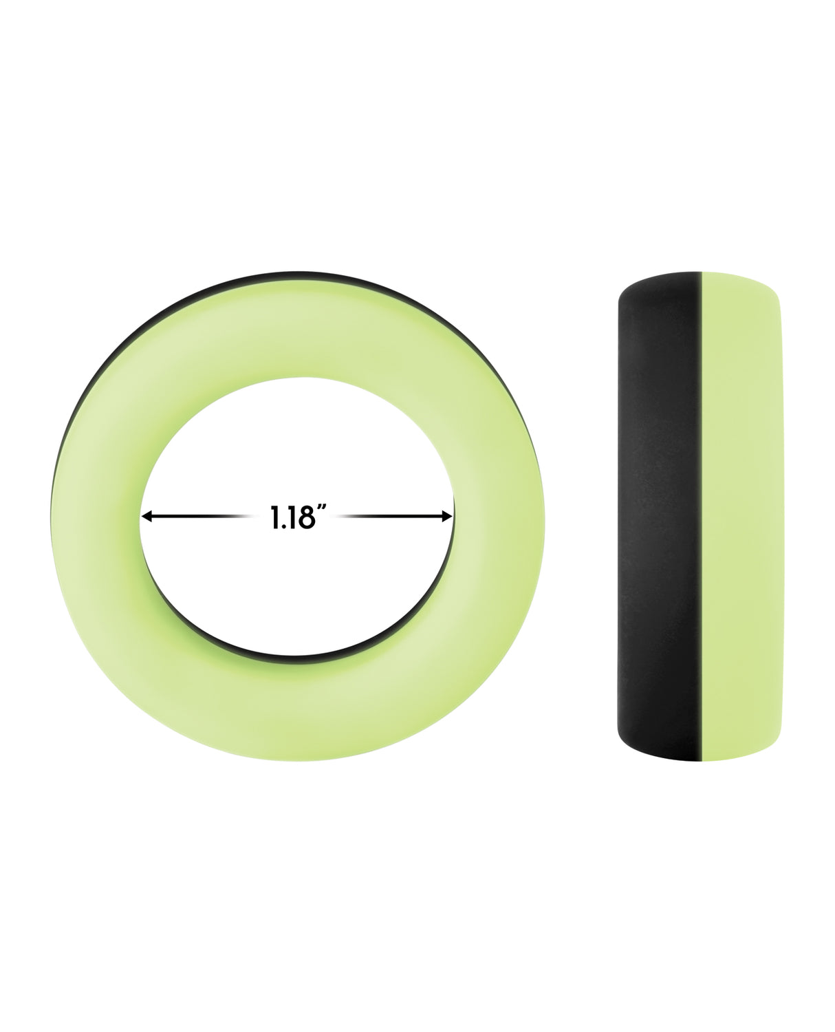 Forto F-19 Two Tone Liquid Silicone Cock Ring - Black/Glow in the Dark by Forto