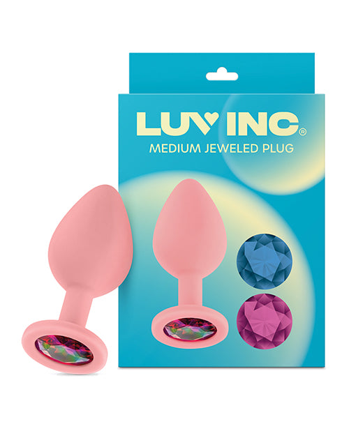 Luv Inc. Jeweled Silicone Butt Plug w/Three Stones - Medium Light Pink by Luv Inc.