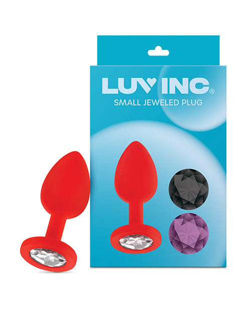 Luv Inc. Jeweled Silicone Butt Plug w/Three Stones - Small Red by Luv Inc.
