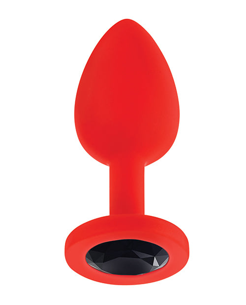 Luv Inc. Jeweled Silicone Butt Plug w/Three Stones - Small Red by Luv Inc.
