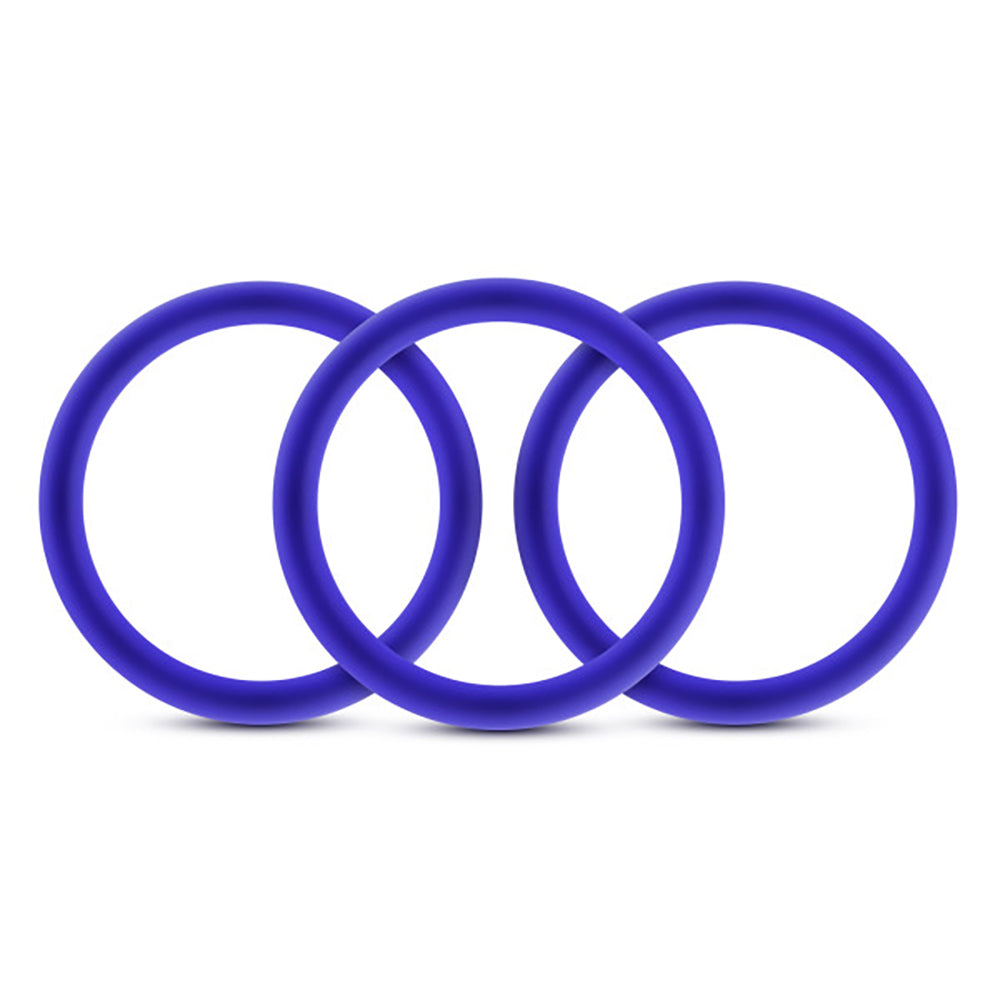 Blush Performance Vs1 Pure Silicone Cock Rings — 3-Pack Medium Indigo - BL-71812