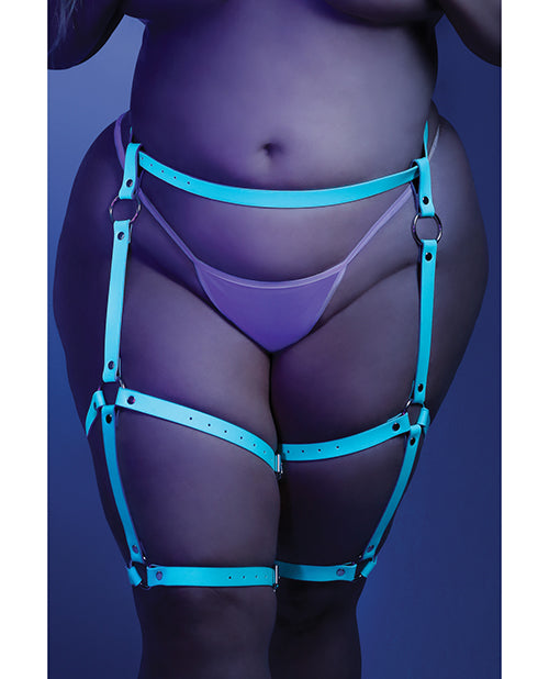 Glow Buckle Up Glow in the Dark Leg Harness Light Blue O/S by Glow by Fantasy Lingerie