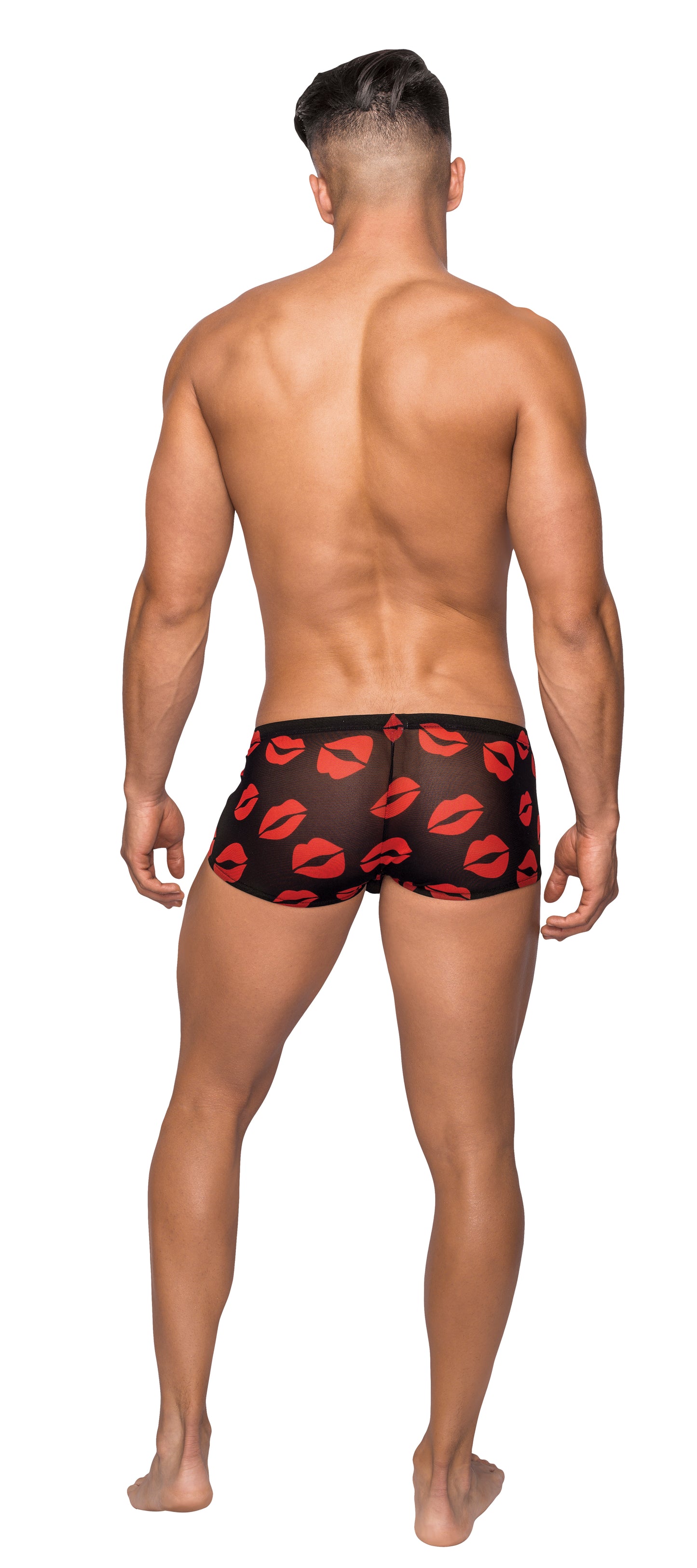 Kiss Me - Mini Short - Medium - Sheer Lips Black by Male Power