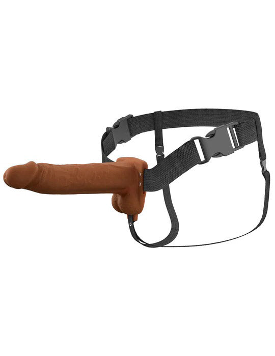 Pipedream Fantasy X-Tensions Elite 8" Vibrating Hollow Strap-On — Brown - PD4172-29