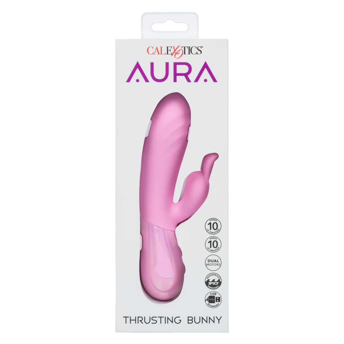 CalExotics Aura Thrusting Bunny Vibrator — Pink, 3.5 in Shaft - SE0648493
