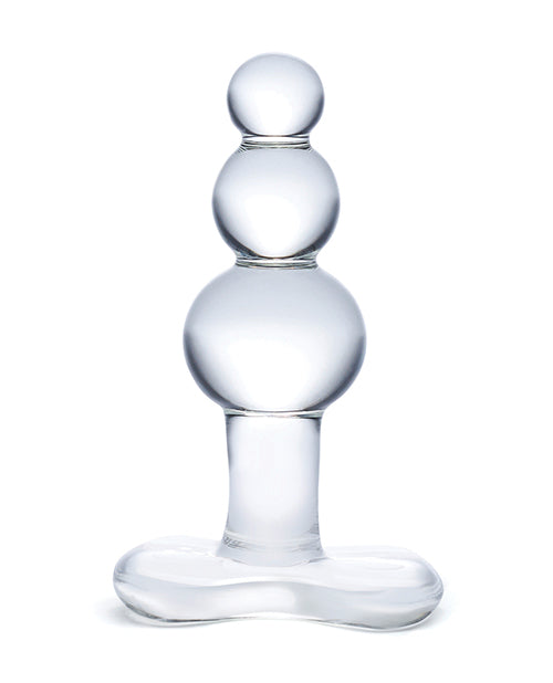 Glas 4" Beaded Glass Butt Plug w/Tapered Base - Clear by Glas