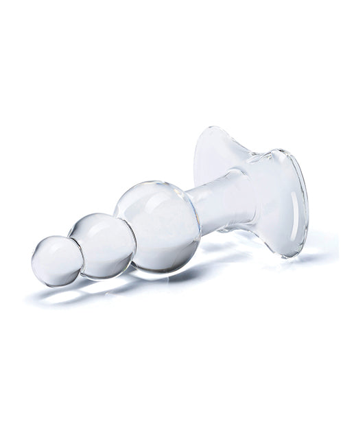 Glas 4" Beaded Glass Butt Plug w/Tapered Base - Clear by Glas