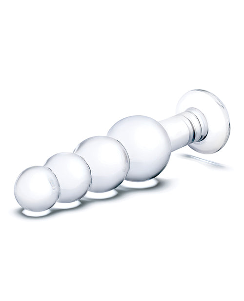 Glas 7.25" Glass Beaded Butt Plug - Clear by Glas