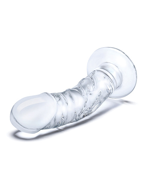 Glas 7" Curved Glass Dildo, Clear with Realistic Veins