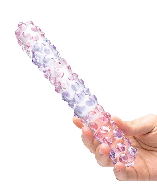 Glas 9" Nubby Glass Dildo in Purple Rose