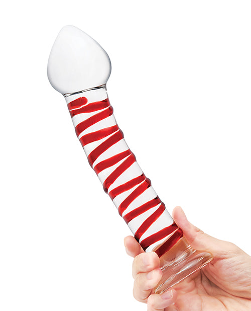 Glas 8" Mr. Swirly Glass Dildo - Red by Glas