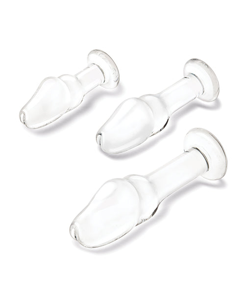 Glas 3-Piece Helmet Head Glass Anal Plug Set