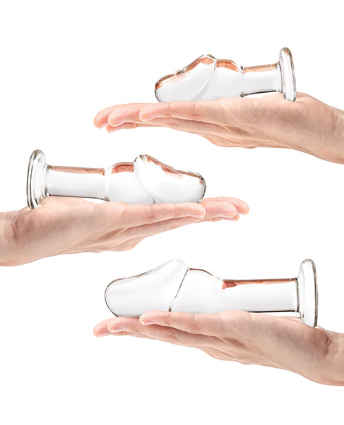 Glas 3-Piece Helmet Head Glass Anal Plug Set
