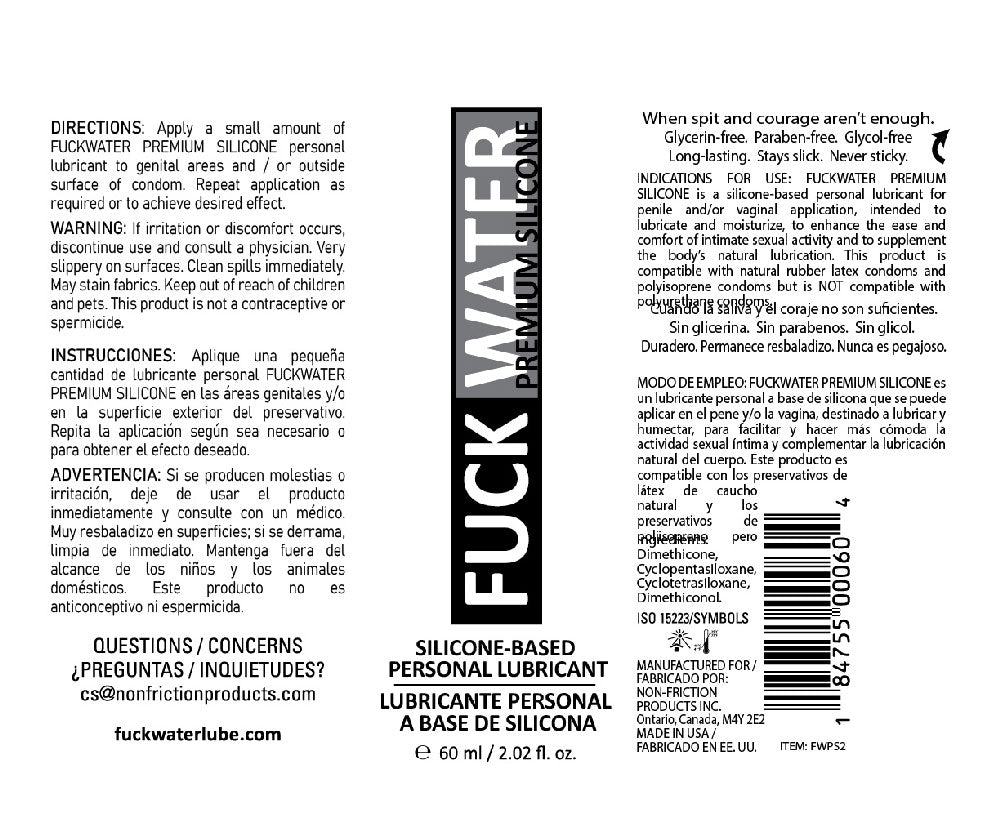 Fuck Water Premium Silicone Lubricant — 2 fl. oz. - FW-S2