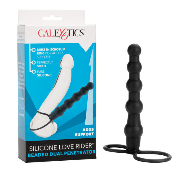 Silicone Love Rider Beaded Dual Penetrator - Black by CalExotics