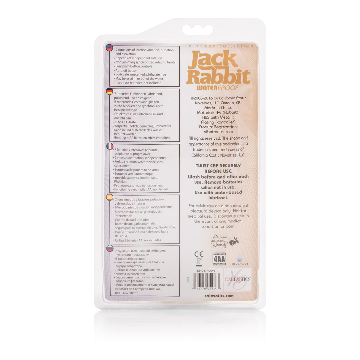 CalExotics Platinum Jack Rabbit Vibrator — Gold - SE0611203