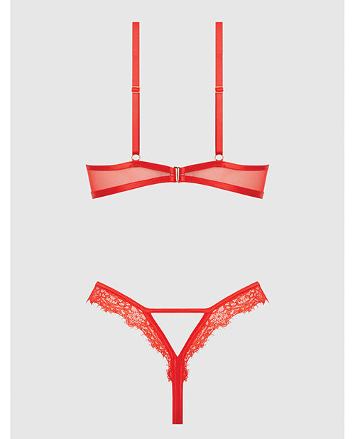Nadia Lace & Mesh Cutout Teddy - Grenadine Dark Orange 1X/2X by House of Desire