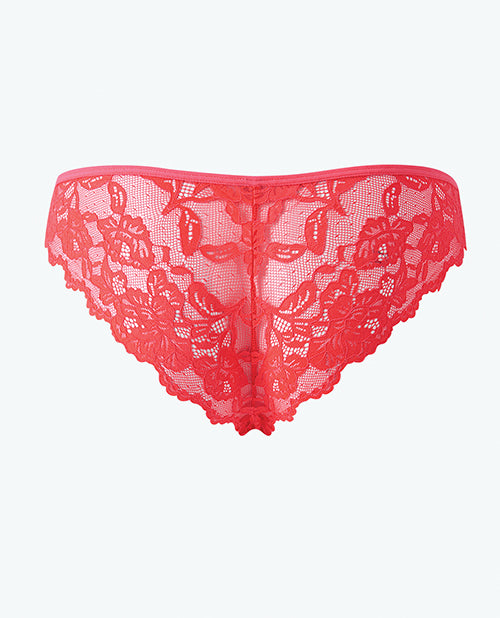 Bella Lace Up Tanga Panty w/Jewel Detail - Coral XL by House of Desire