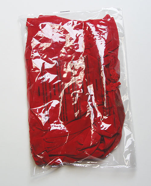 Dragon Sheer Mesh Robe w/Satin Triangle Top & G-String 3 pc Set - Red LG by House of Desire