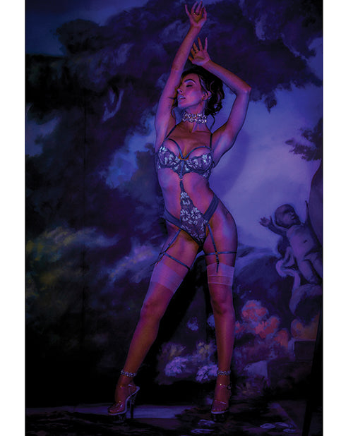Nova Lace Teddy w/Garters - Jade Blue LG by House of Desire