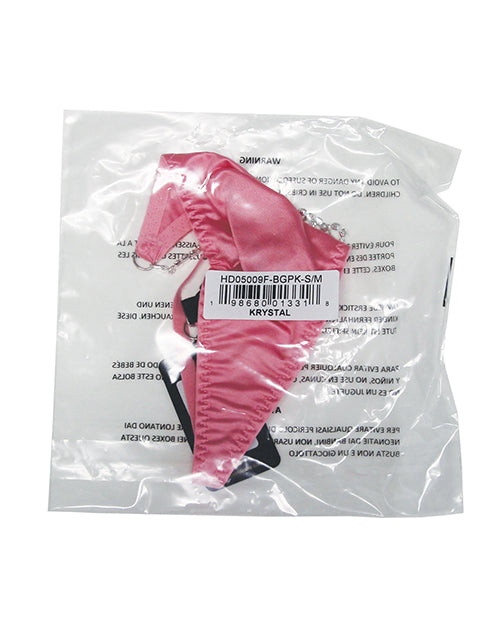 Krystal Side Rhinestone G-String - Pink L/XL by House of Desire