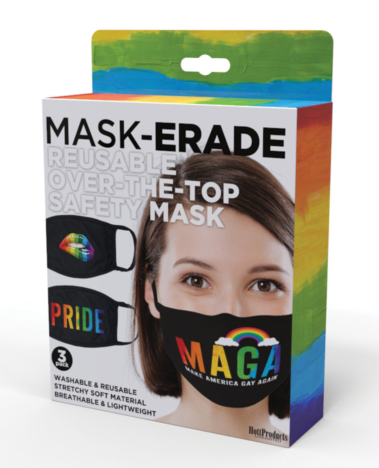 Hott Products Mask-erade Masks - Pride/Gay Again/Rainbow Kiss Pack of 3 by Hott Products