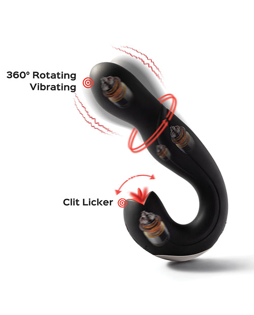Joi Pro Rotating Head G-Spot Vibrator & Clit Licker w/Remote - Black by Honey Play Box