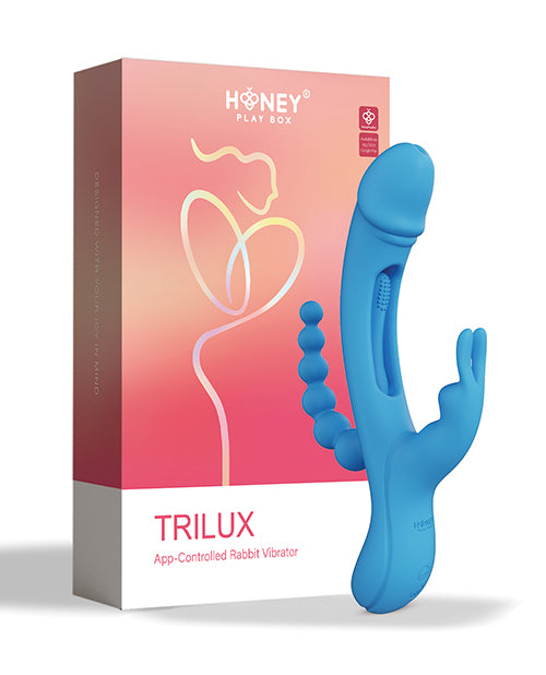 Trilux Kinky Finger Rabbit Vibrator w/Anal Beads - Blue by Honey Play Box