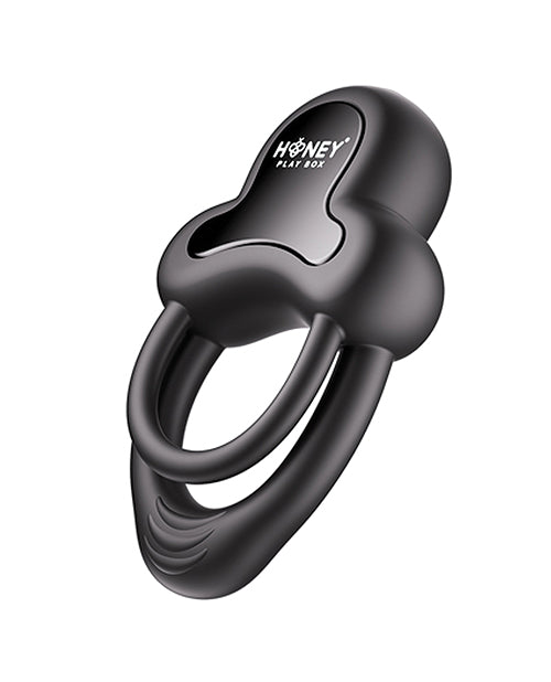Anello Vibrating Double Cock Ring w/Clitoral Stimulator - Black by Honey Play Box