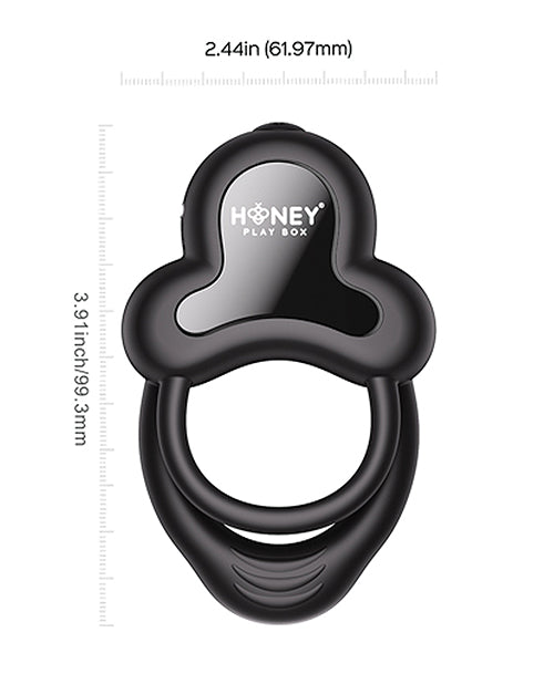 Anello Vibrating Double Cock Ring w/Clitoral Stimulator - Black by Honey Play Box
