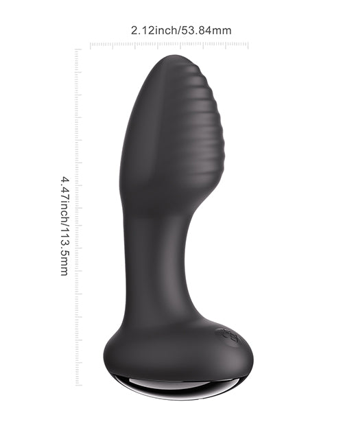 Honey Play Box Frenzy Rotating and Vibrating Butt Plug, Medium — Black