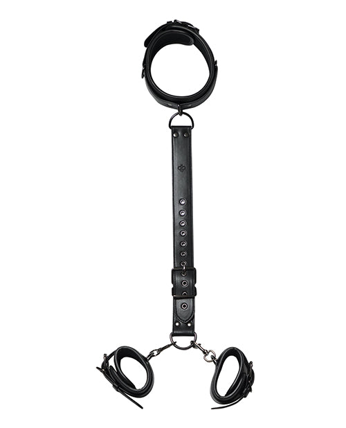 Kinky Play Box Locking Harness Collar to Wrist Restraints - Black by Honey Play Box