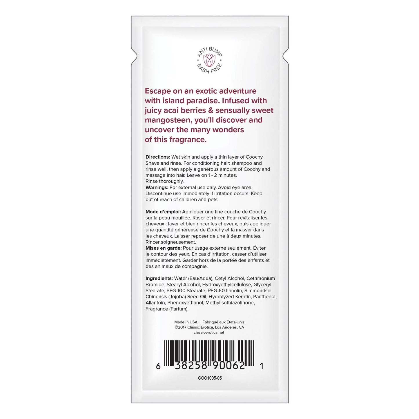 Coochy Shave Cream - Island Paradise - 15 ml Foils by Classic Brands