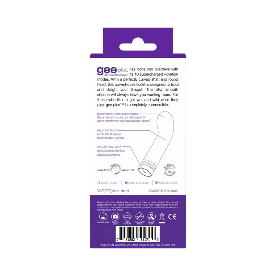 Gee Plus Rechargeable Mini Vibe - Into You Indigo by VeDO