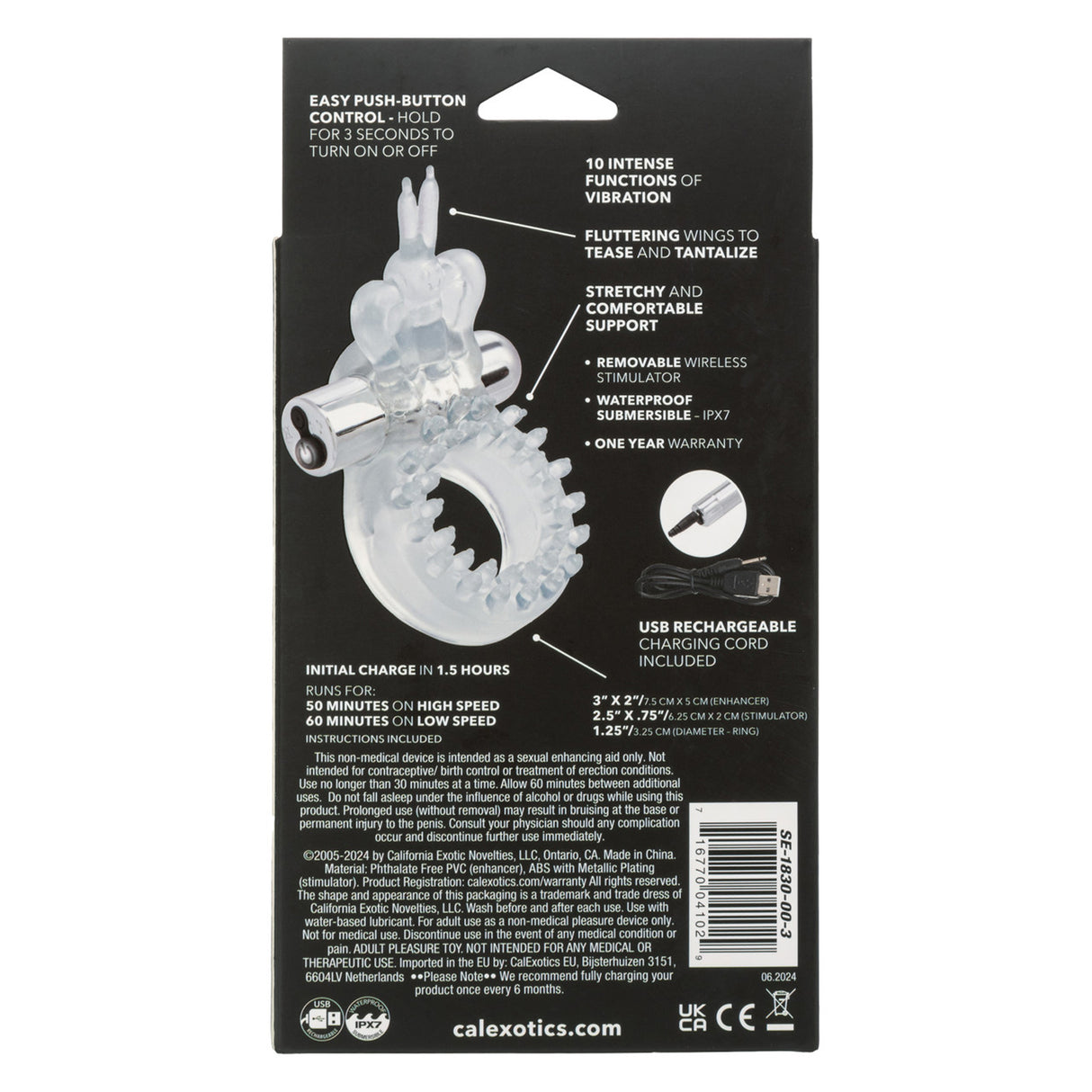 CalExotics Wireless Butterfly Ring Rechargeable Vibrating Enhancer - SE1830003