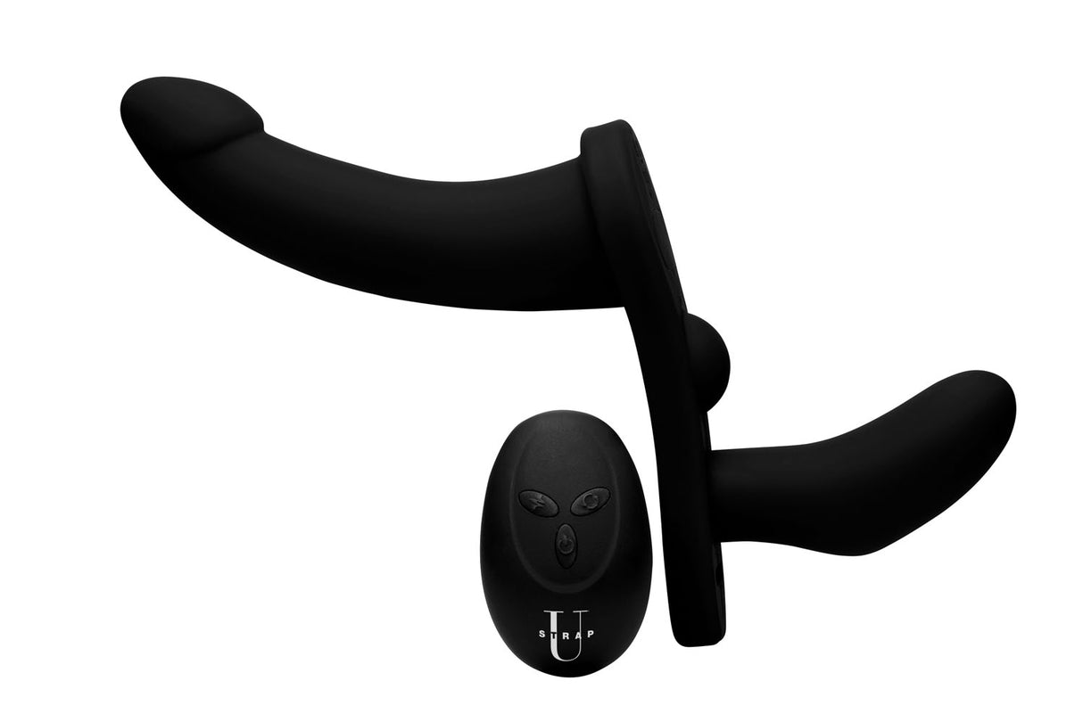 Double Take Black 10x Vibrating Double Penetration Adjustable Strap-On by XR Brands