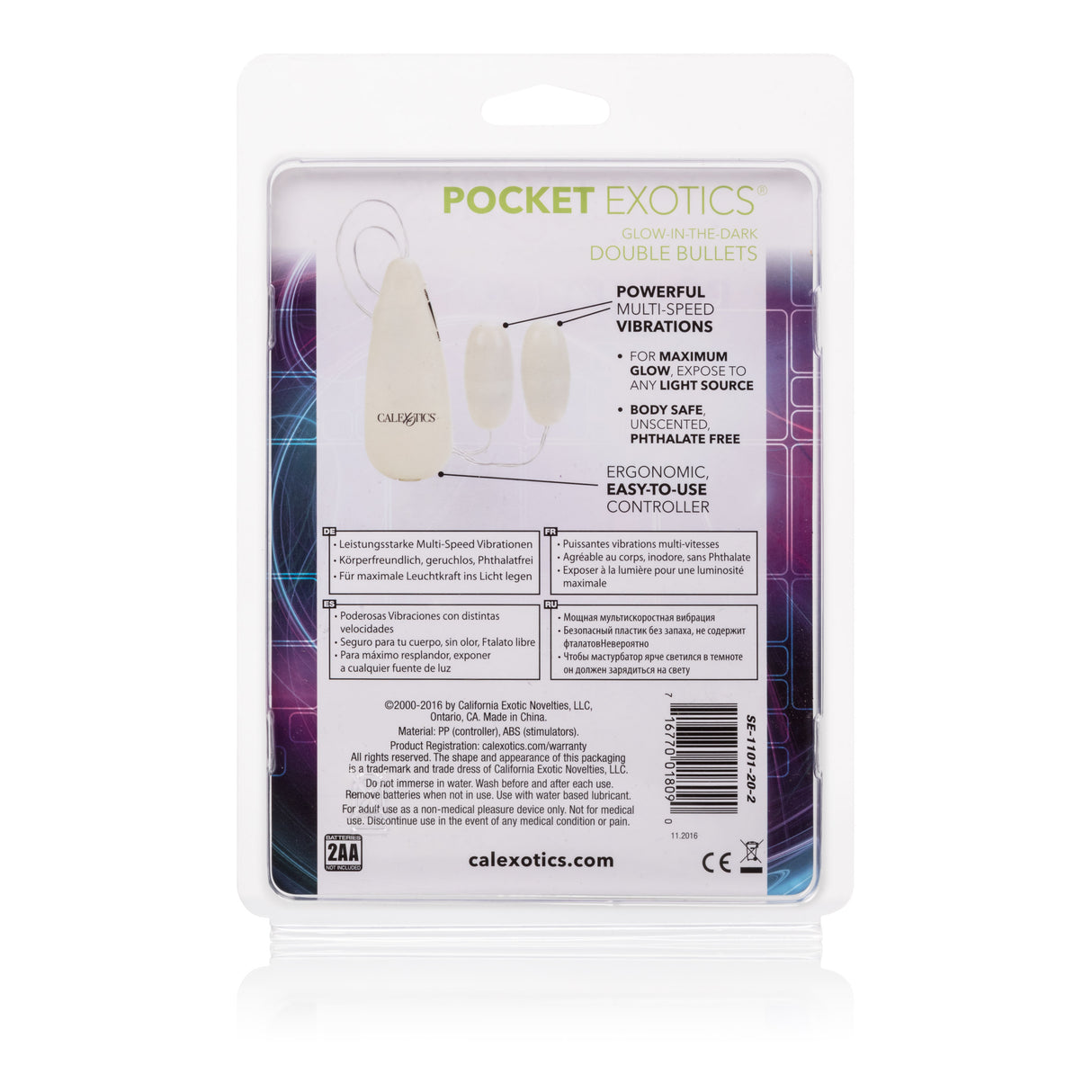 CalExotics Glow-in-the-Dark Pocket Double Bullet Vibrators - SE1101202