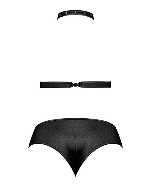 Lust Juno Top w/Velcro Choker Neck & Mini Short Black S/M by Lust by Magic Silk