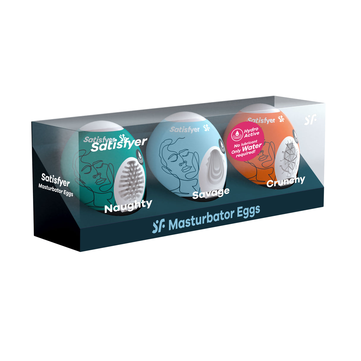 Satisfyer 3-Pack Masturbator Eggs — Naughty, Savage, Crunchy - SAT-9043439