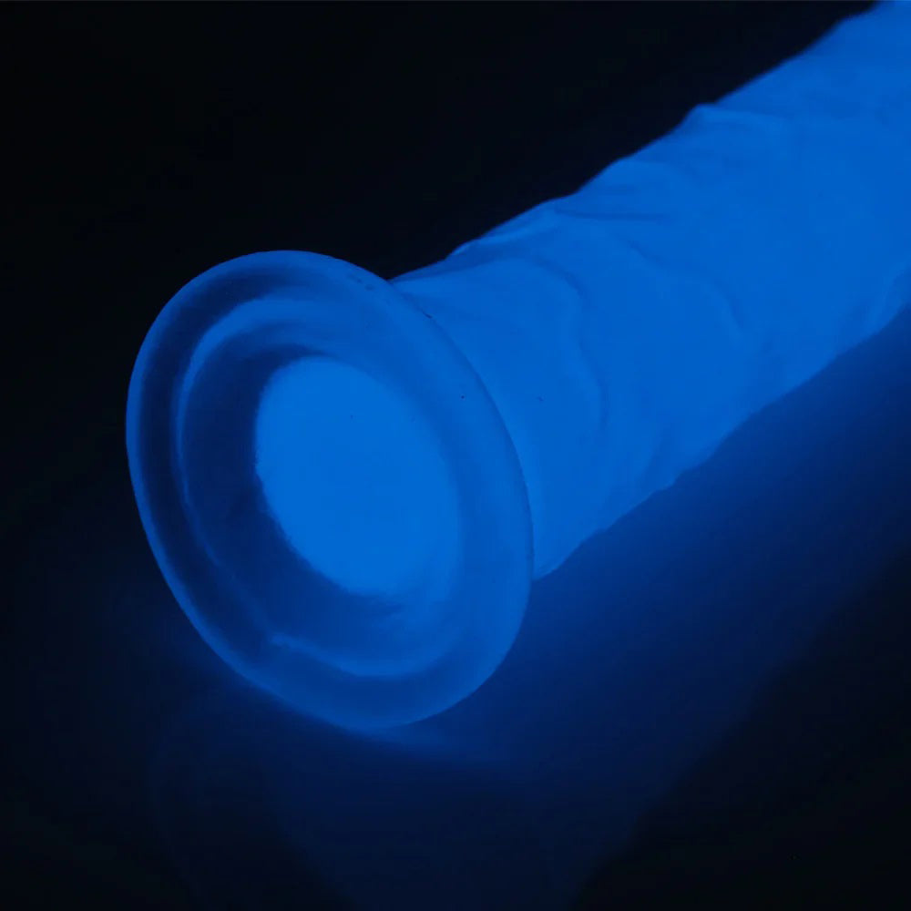 Glow-in-the-Dark Periwinkle Peen Dildo 8.5"