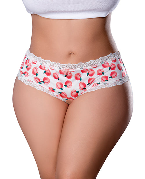 Sweet Treats Crotchless Boy Short w/Wicked Sensual Care Peach Lube - White QN by Exposed