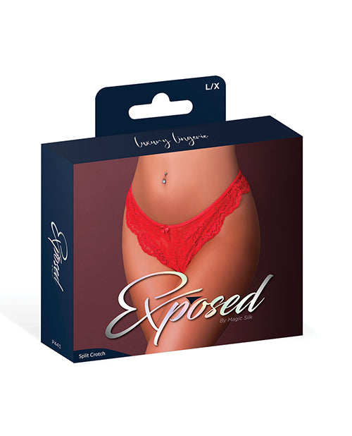 Sugar High Split Crotch Panty - Red L/XL by Exposed